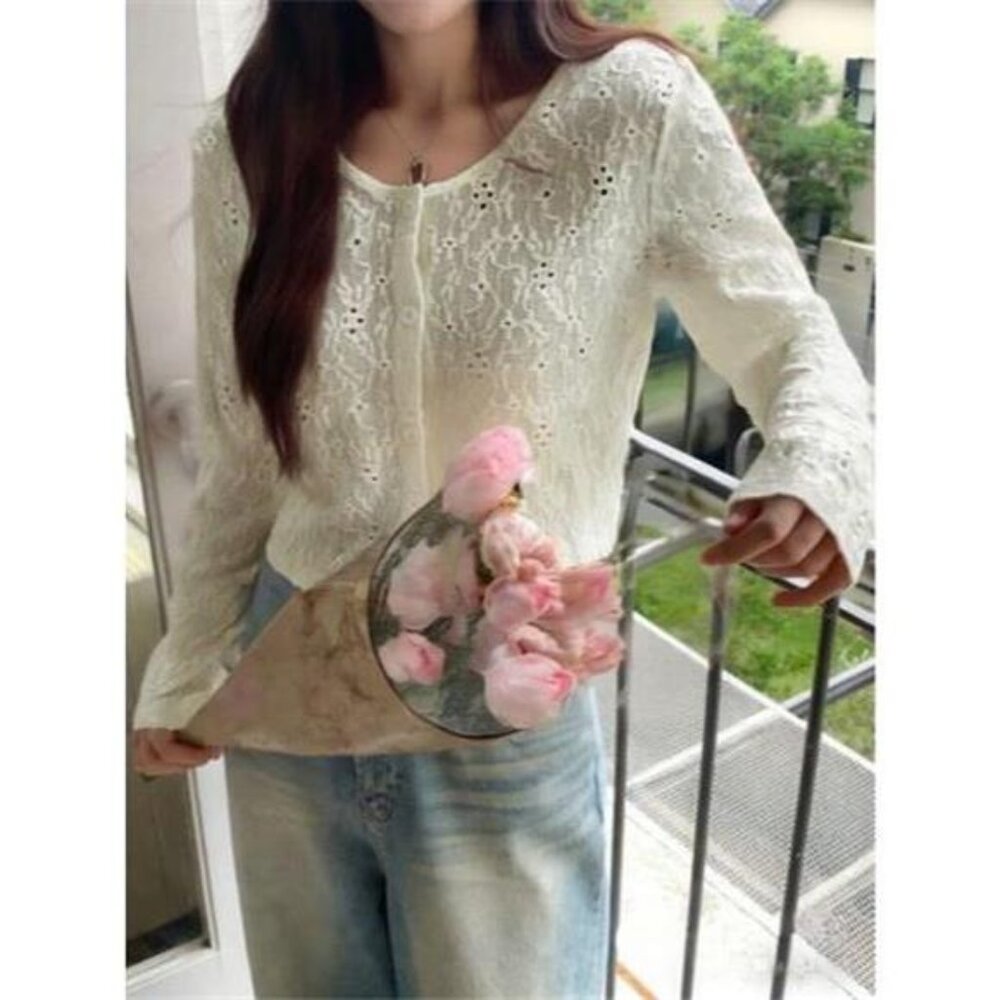 Lace Lightweight Button Up Cardigan